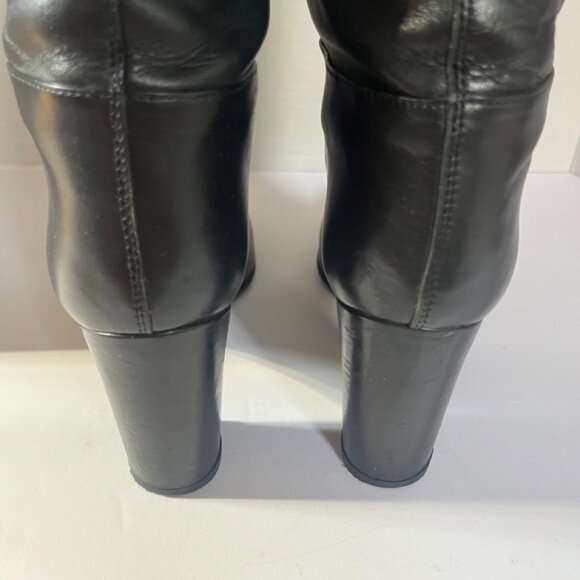 Stuart Weitzman Black Heeled Leather Slide-On Boots US 7.5 - Picture 6 of 12